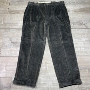 Corbin Corduroy Pants Mens 40 Brown Classic Fit Vintage Pleated Cuffed Wide Wale